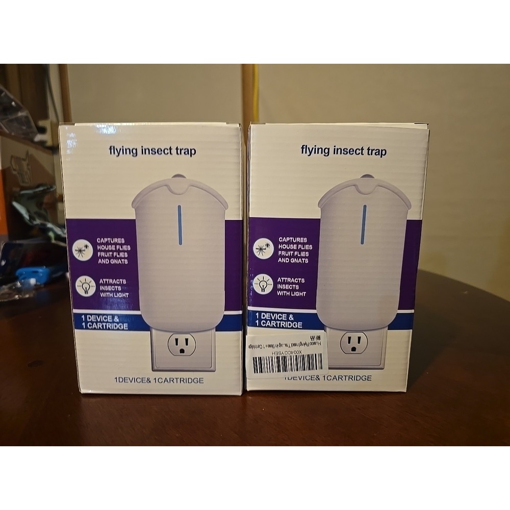 Flying Insect Trap, Compatible with ZEVOM364A Refill, 2 Plug-In Base + 2 Cartrid